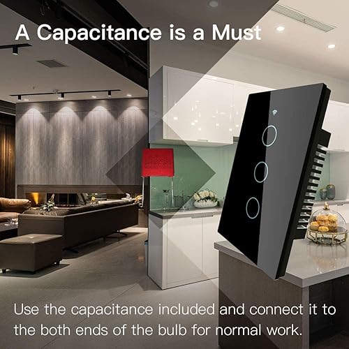 Miniatura 9 de MOES Smart switch táctil de cable único 2 generación WiFi RF433, no necesita cable neutro, compatible con Smart LifeTuya App, Alexa y Google Home,