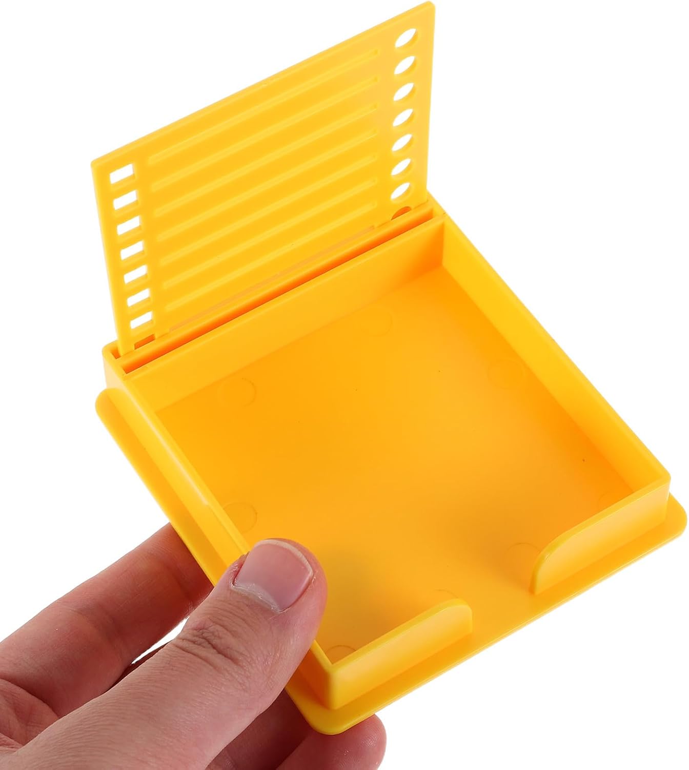 SEWACC Double Slot Stick Note Organizer Box with Unique Template Design, Portable Plastic Memo Pad Holder for Office and Workspace, Compact Size to Organize and Categorize Stick Notes