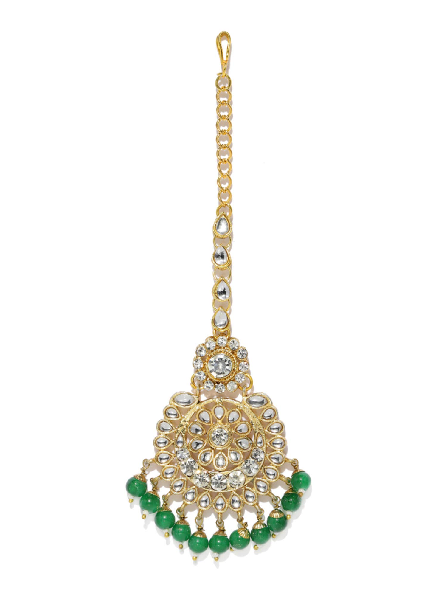 Zaveri Pearls Gold Tone Dazzling Kundan & Green Beads Maangtikka for Women-ZPFK9402 (B084JQ75VJ) Amazon Price History, Amazon Price Tracker