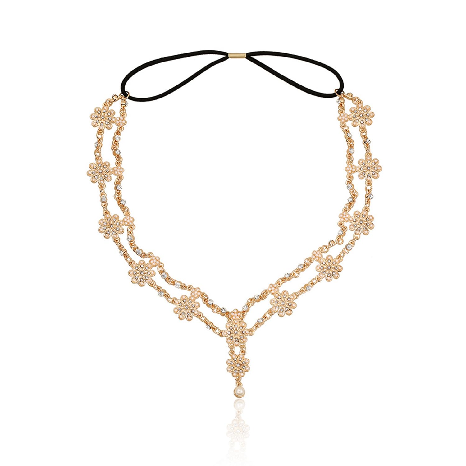 CYNOSURETECH1 Piece of Golden Flower Tassel Headband, Golden Tiara, Elf Hair Accessories, Jewelry Pendant Headband, Laurel Wreath Tiara, Elf Crown