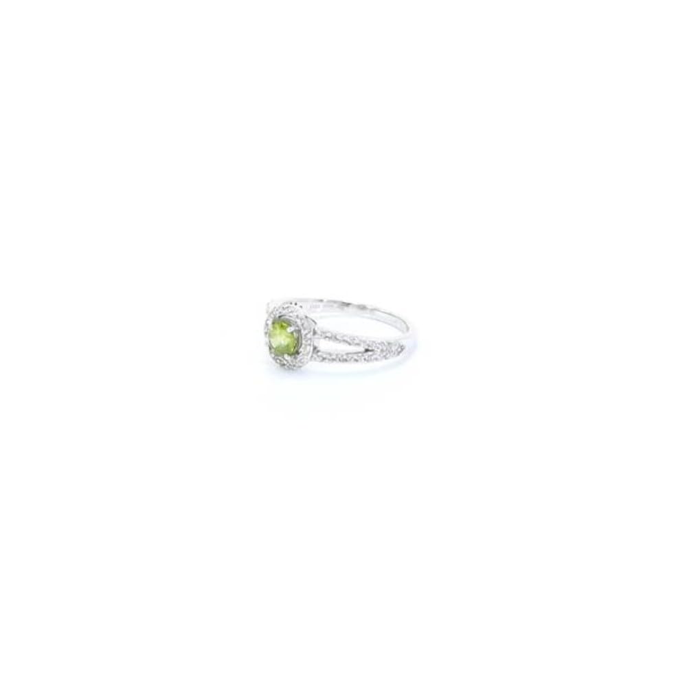 Cavill Sphen Ring Silber 0,469 Karat Runder Brillantschliff Madagaskar mit 56 Zirkon Pave-Ring 925 Sterling Silber Platinbeschichtet Modern Grün 22x21 mm
