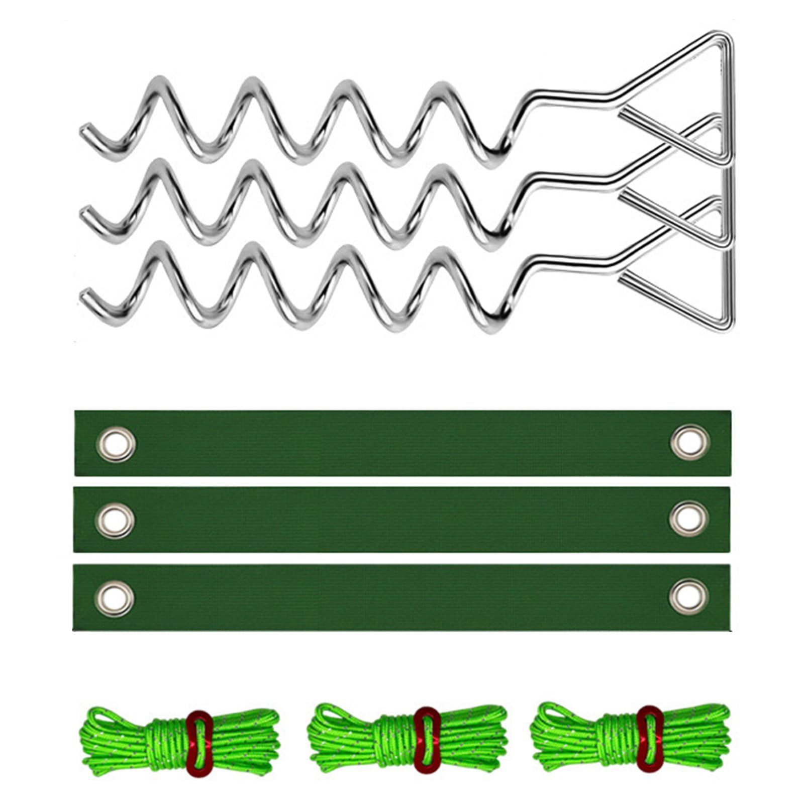 Rust Tree Stakes with Double-Layer Strap Anchoring in Any Ground Helical Metal Ground Anchors Ideal for Vegetation