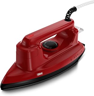 GM G-Cruise 1000 Watt Dry Iron Press with Dual Layer German Technology Non-Stick Coating | Thermostat Control to Easily Iron All Type of Clothes | 360° Swivel Cord - Red