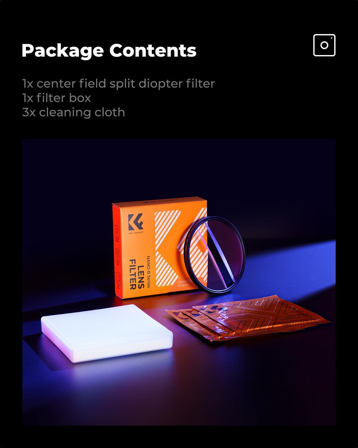 K&F CONCEPT 67mm Center Field Split Diopter Effect Filter Keeps The Focus, Multi-Layer Coated Subjects Center Opening Focus Filter for Camera Lens