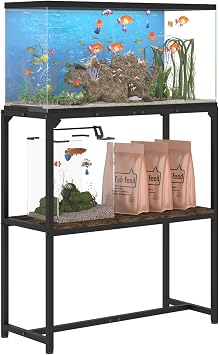 Mondazie 30 Gallon Aquarium Stand Upgraded Height Aquarium Stand Table with 2 Storage Shelves Metal Reptile Bleeder Chameleon Terrarium Stand Rack for Home Office 30"L x 12"W x 32"H 660 lb Capacity |     2