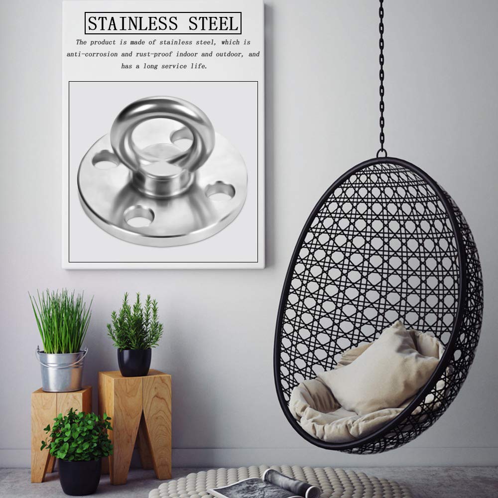 Alise Deckenhaken Aus Edelstahl – 4 Stück, Schwarz, Für Yoga, Hängematte, Schaukel (10,2 Cm)
