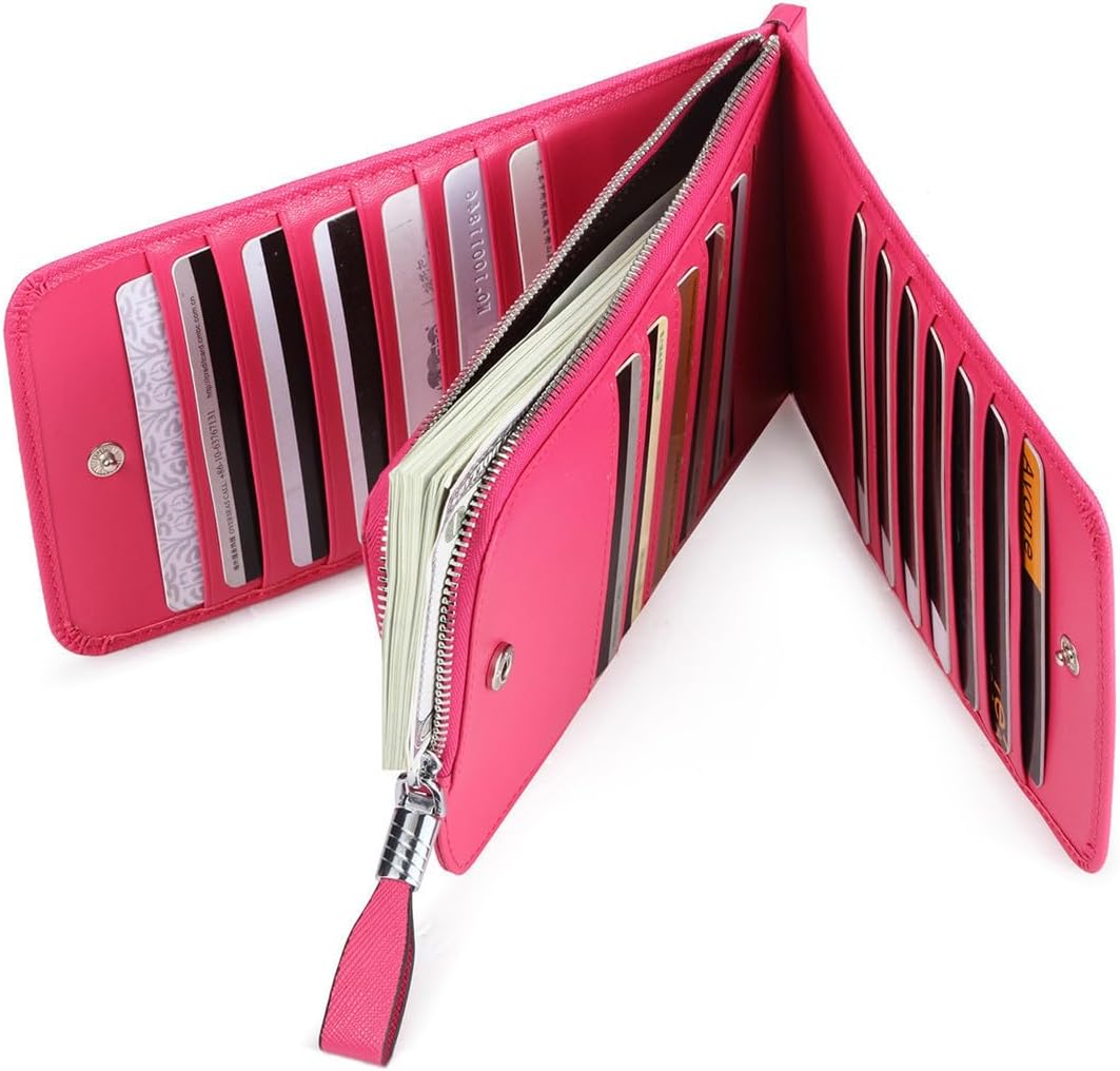 Women's Genuine Leather Credit Card Holder RFID Long Zipper Purse Wallet - Image 5