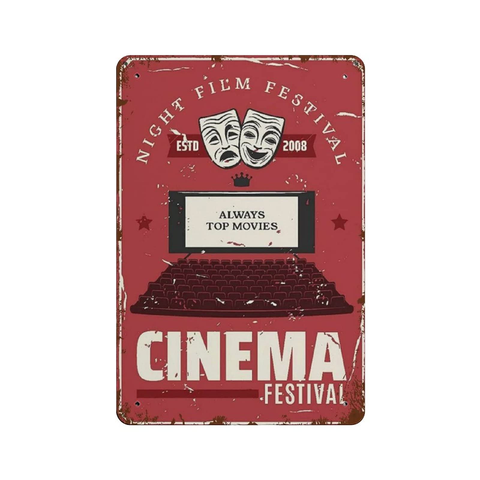 Metal Tin Sign Night Film Festival Cinema Vintage Tin Poster Metal Sign Wall Decoration Country Kitchen Home Garage Decor 12"x8"