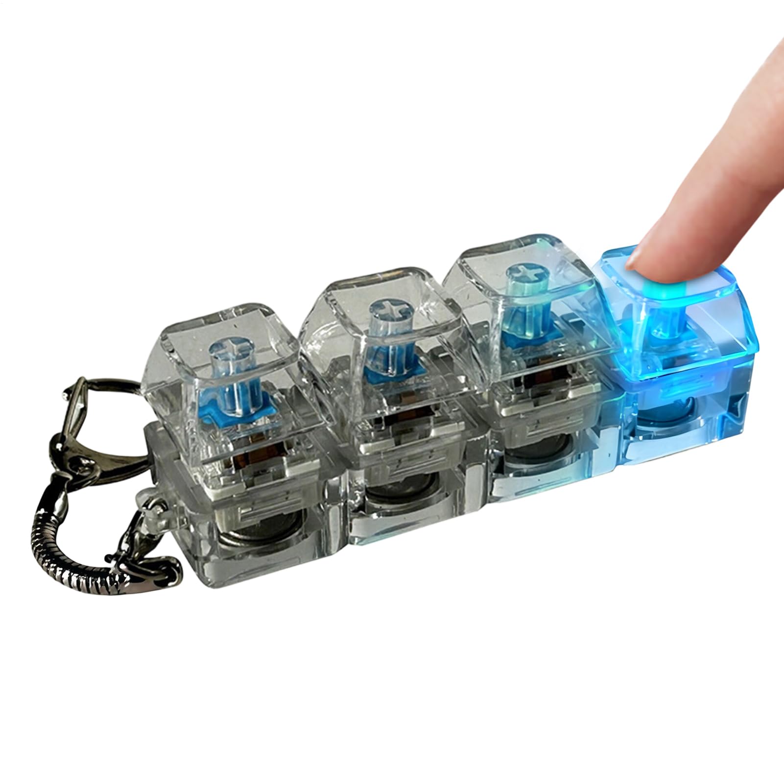 Keyboard Fidget Keychain, Mechanical Keyboards Clicker Toy, Transparent Portable Clicker, Fidget Toy Keyboard, For Kids Family Travel Backpack Offices School Home