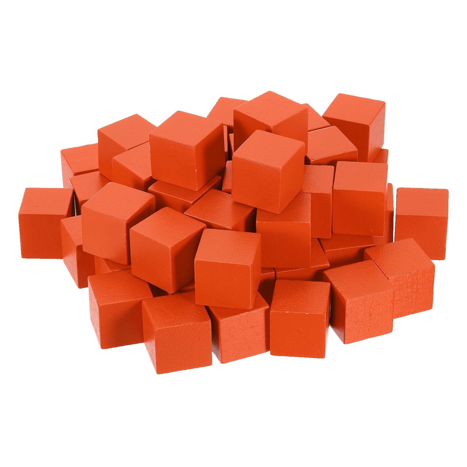 Cubes carrés vierges en bois orange de 2,5 cm pour ateliers DIY en famille