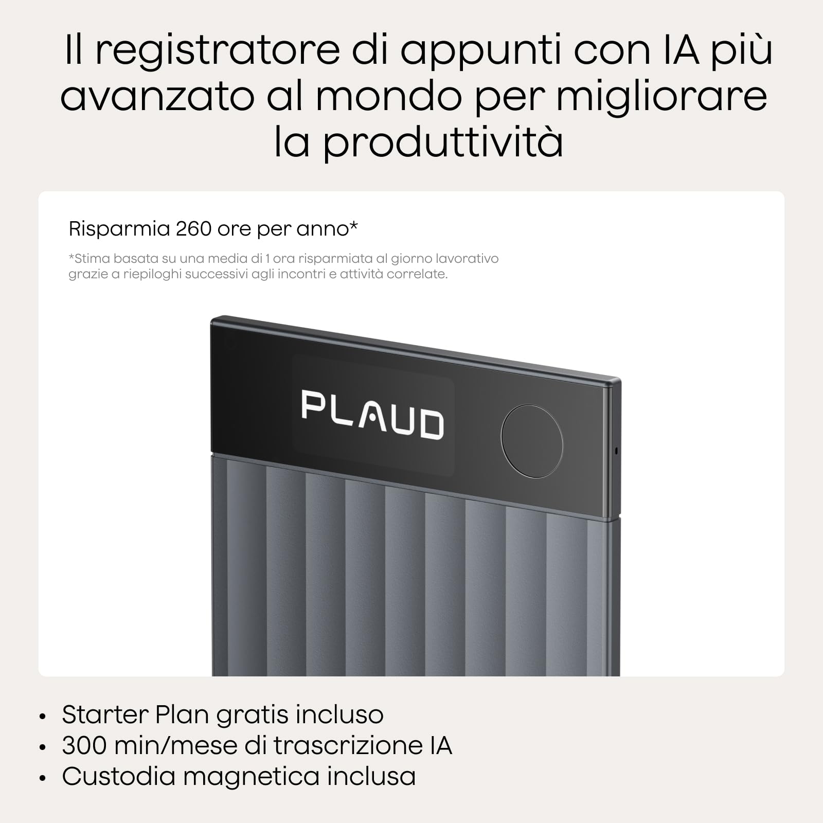 Pack Plaud Note Pro e NotePin con 4 accessori, Registratore vocale IA, Controllo Tramite App, Dispositivo per Appunti IA, Trascrizione e riepilogo IA, Supporto per 112 Lingue, Memoria 64 GB, Registrat