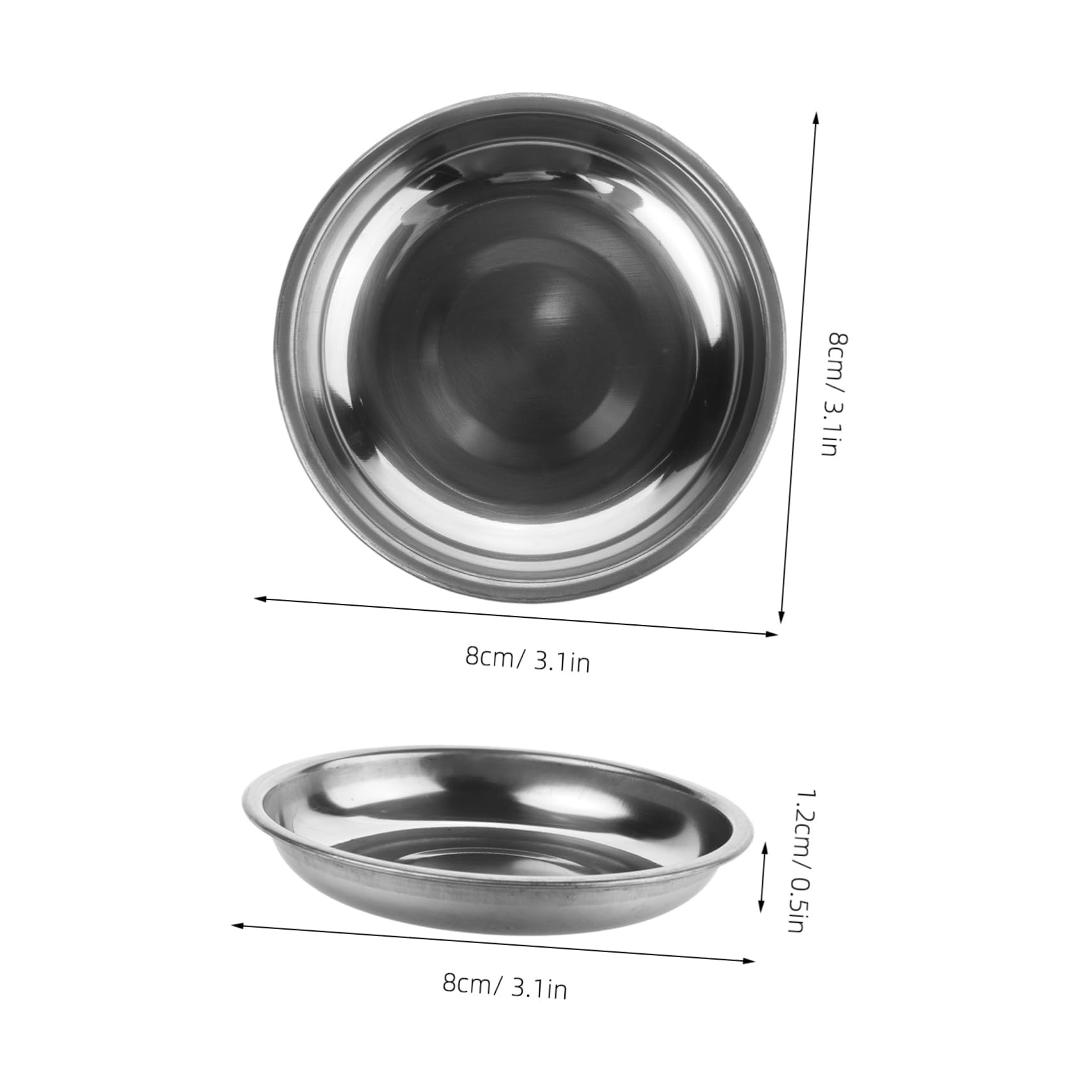 Unomor 10pcs Small Plate Chip and Dip Bowl Appetizer Tray Sauce Dipping Bowls Dipping Sauce Bowls Dip Cups Dip Serving Dish Seasoning Bowls Small Serving Platter Stainless Steel Silver