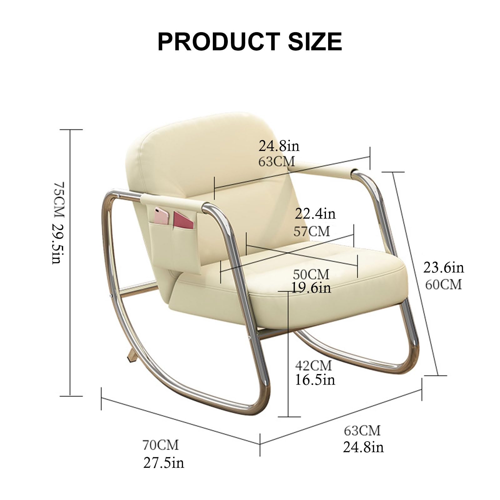 FLORIG for Nursery, Nursery Accent Recliner Chair Reading Chair Bedroom Side Chair,Modern Upholstery Armchair for Living Room,Metal Frame Balcony Lounge Chai