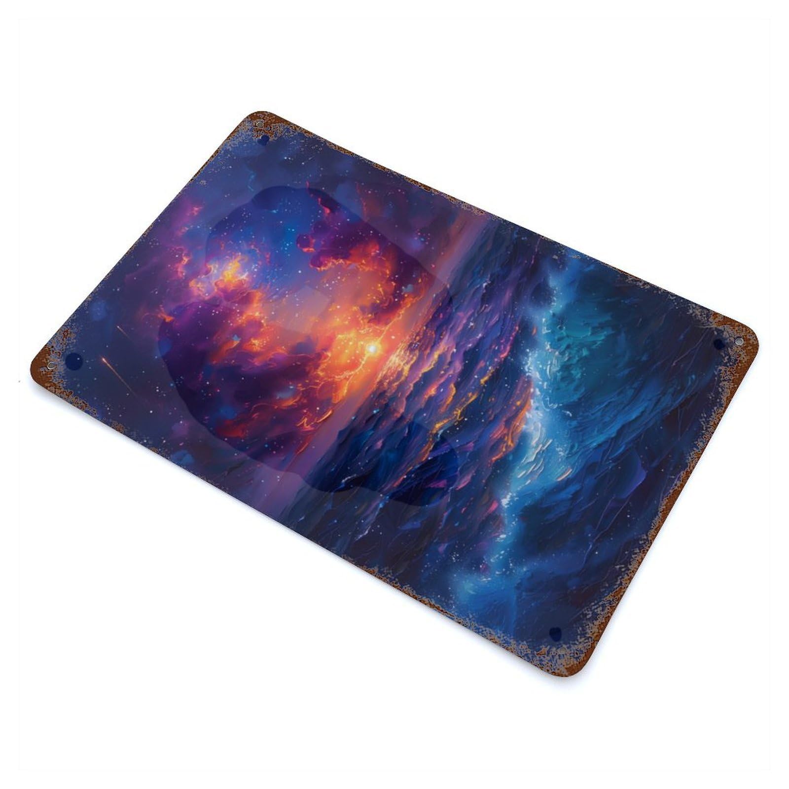 Starry Sunset Sea Rusty Metal Tin Sign 11.8"x7.9", Shabby Chic Decor for Garage, Bar And Workshop Decor