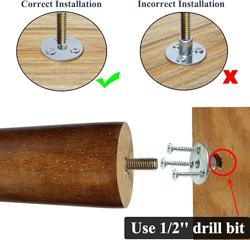 Miniatura 9 de AORYVIC Patas para muebles de madera de 4 pulgadas, juego de 6 patas de repuesto marrones para sofá, armario, futón
