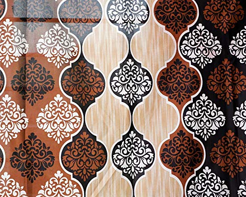 Image of Exporthub 2 Pieces Fancy Design Brown Floral Polyester Eyelet Window Curtains - Length 5 Feet, (EHSPR718 54)