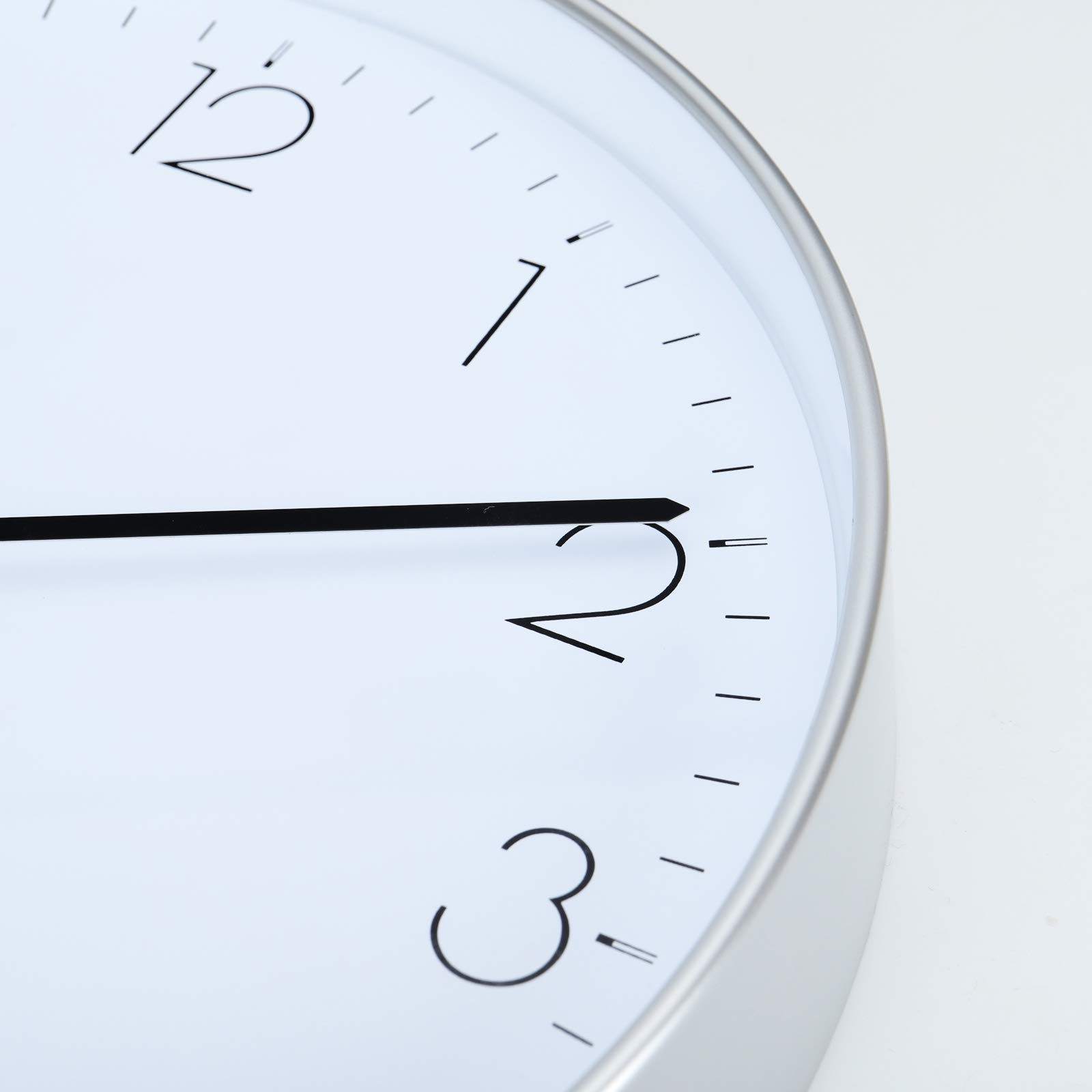 Lafocuse Modern 12" Silver Wall Clock with Date and Day of Week Battery