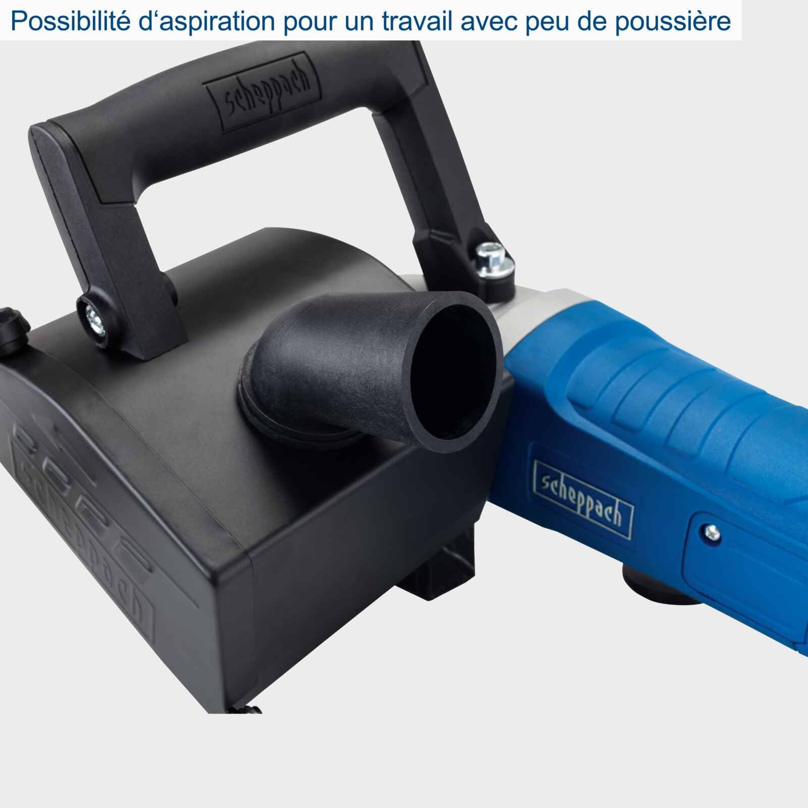 Scheppach Satineuse MRS1300 avec démarrage progressif et puissance de 1300 W | Avec brosse en laiton, bande abrasive et en nylon | Largeur de brosse : 100 mm avec diamètre de 120 mm | Vitesse