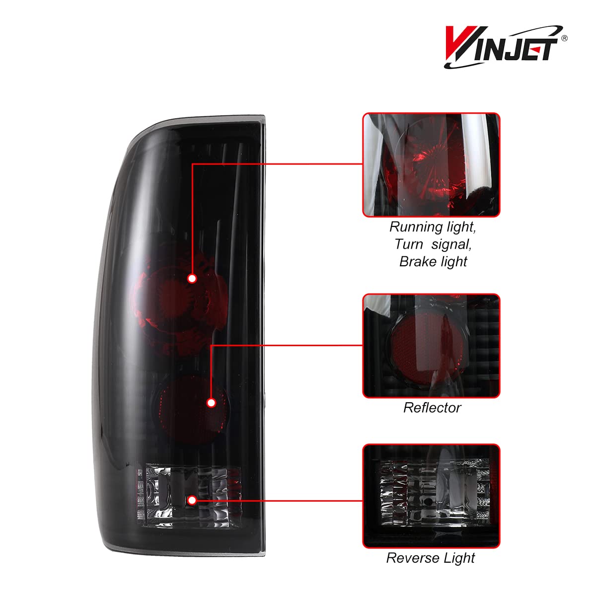 Winjet Compatible with Ford [1997 1998-2003 F150] [1999 2000 2001 2002 2003 2004 2005 2006 2007 F250 F350 F450 F550 Super Duty] Tail lights