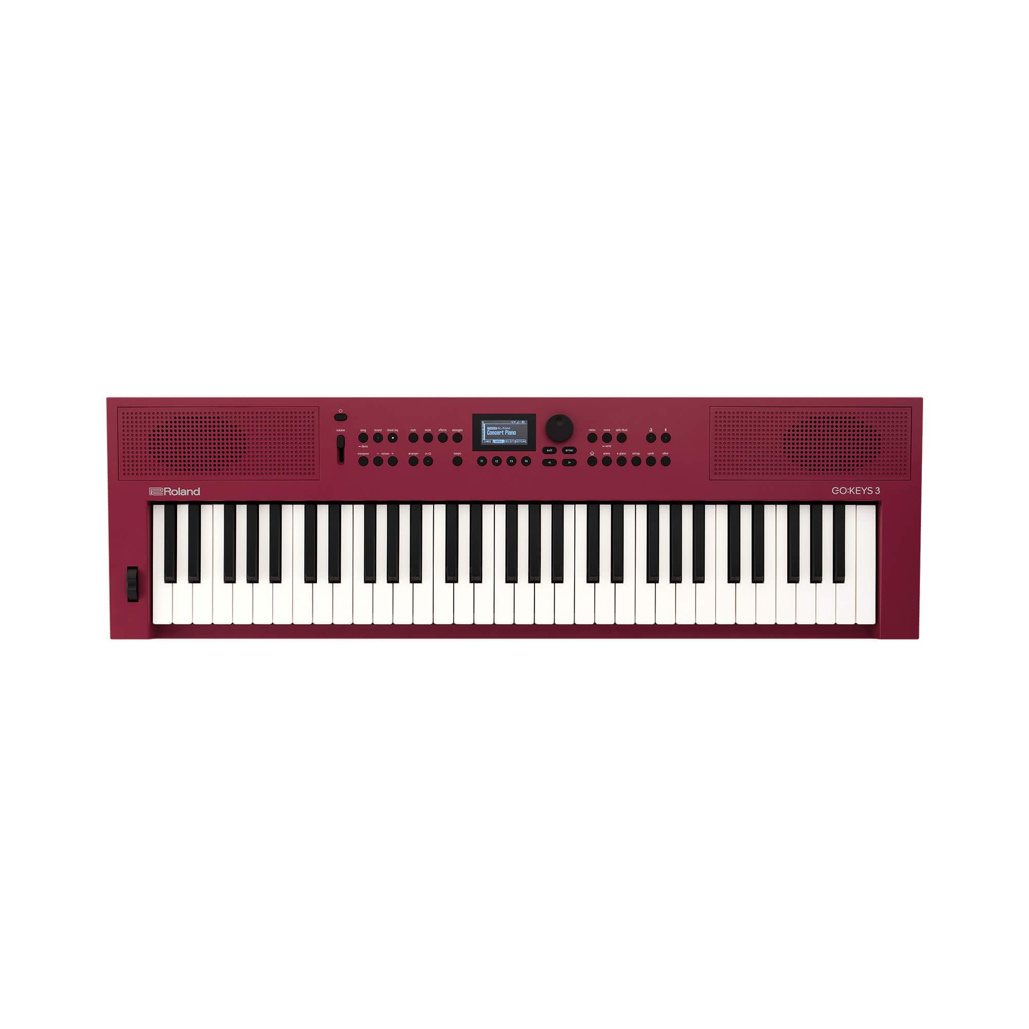 Roland GO:KEYS 3 Music Creation Keyboard | 61-Note Keyboard | ZEN-Core Engine with Over 1000 Onboard Sounds | Built-In Stereo Speakers | Bluetooth Audio/MIDI Support for Music Streaming, Dark Red