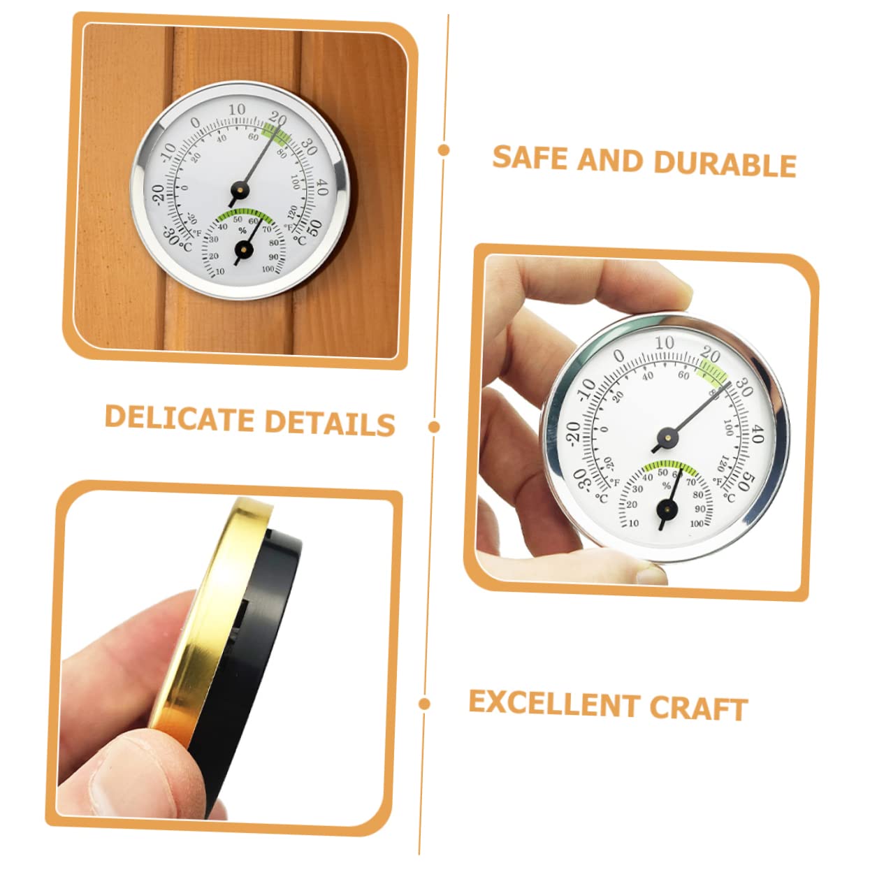 TINEASUR 3pcs Analog Thermometer and Hygrometer Outdoor Temperature and Humidity Gauge for and Garden Durable Shell Accurate Readings
