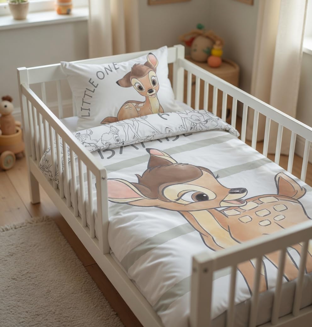 Disney Bambi Parure de lit pour bébé 100 x 135 cm + 40 x 60 cm en Coton