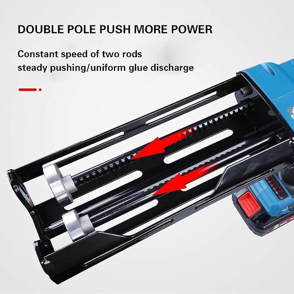 12V Electric Double Cartridge Adhesive Caulking Gun, Cordless Automatic Dual Component Epoxy Applicator with Li-ion Batteries and Charger Supplied,OneBattery
