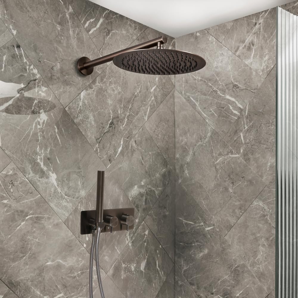 Milano Black Nickel Otto Thermostatic Mixer Valve 300Mm Rainfall Shower Head Handset