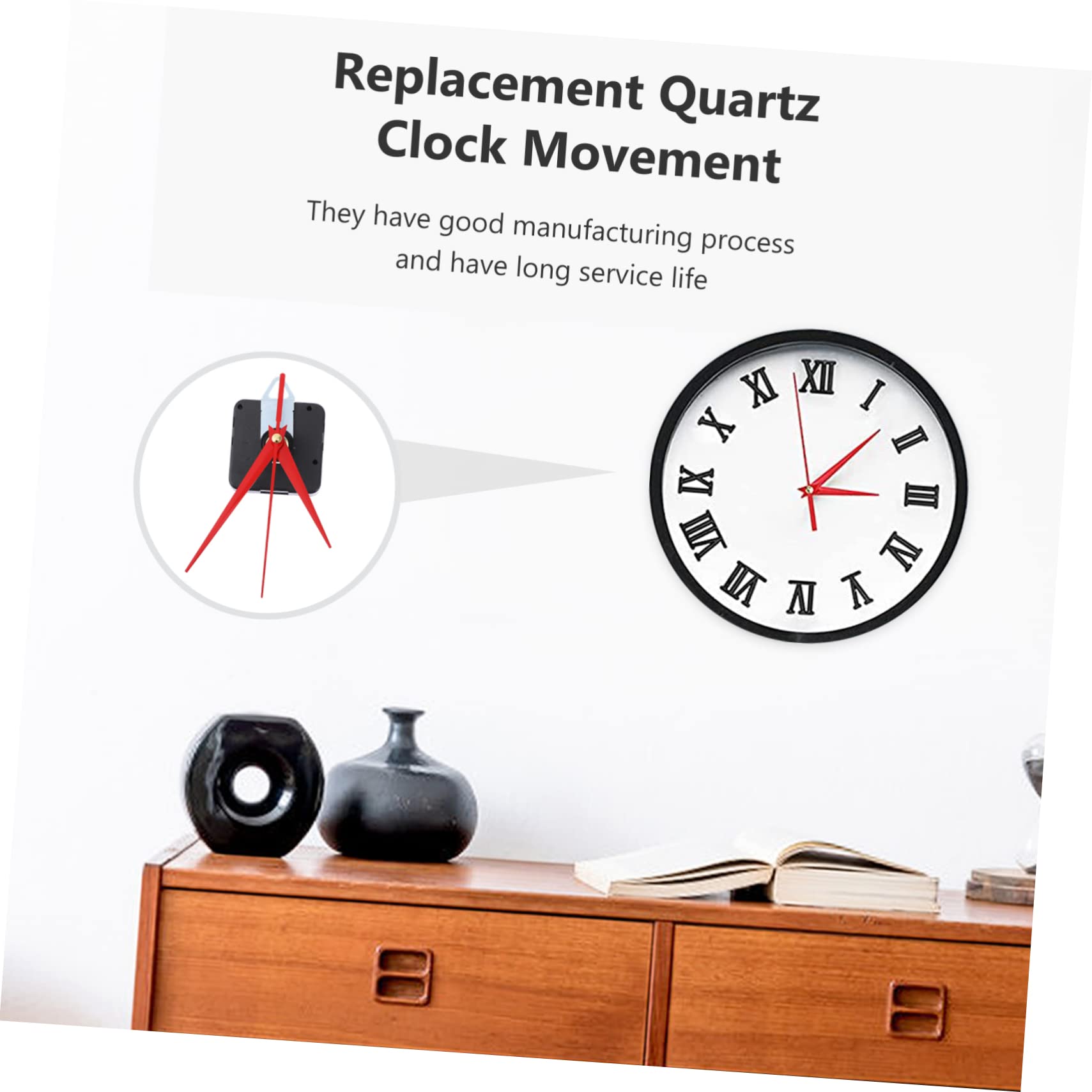 6 Stück Quarz Uhrwerk Ersatz für Wanduhr, Selbstgemacht, Zuhause | Kunststoff, Einfache und Feine Ausführung, für Schlafzimmer und Wohnzimmer, Praktisch als Ersatzteil