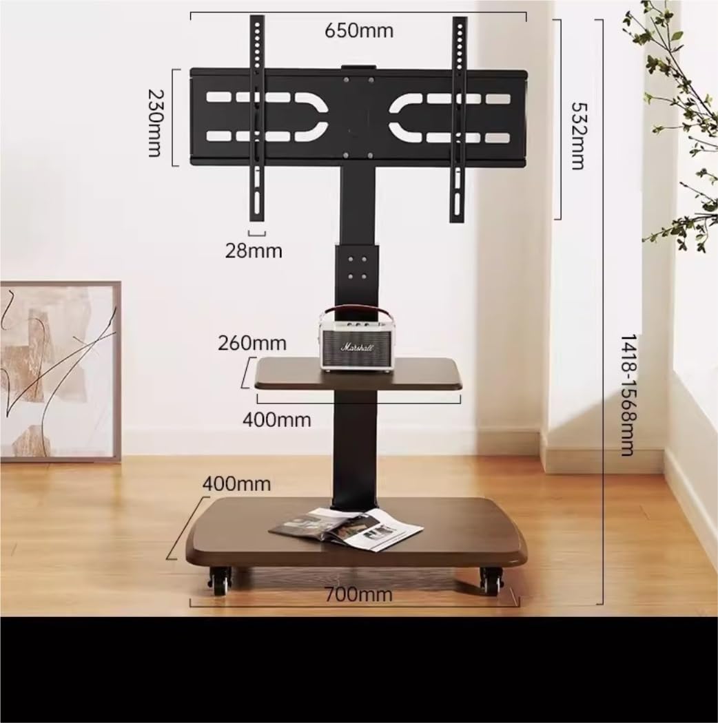 Asahi RACINE 32 Supporto TV Ad Angolo In Noce – Larghezza 79 Cm, Con Ruote E Vetro Temperato, Per TV 32 Pollici