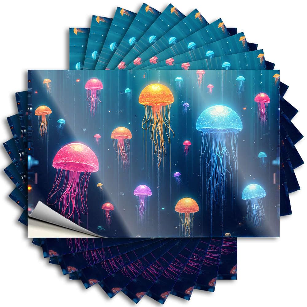 Fzfn Colour Colorful Jellyfish Glowing In The Deep Ocean Tattoo Country Stuff | Custom Case Removable Decal Pack(8X12cm)