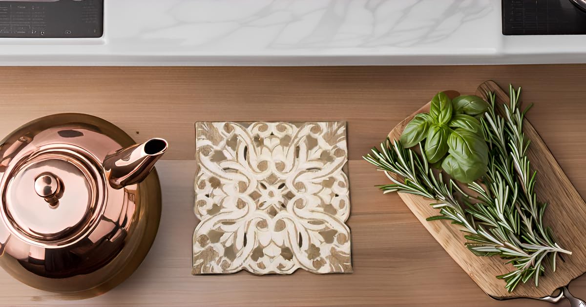 Dessous De Plat En Bois De Manguier Fait Main - 20 Cm, Résistant à La Chaleur, Décoration De Table Rustique