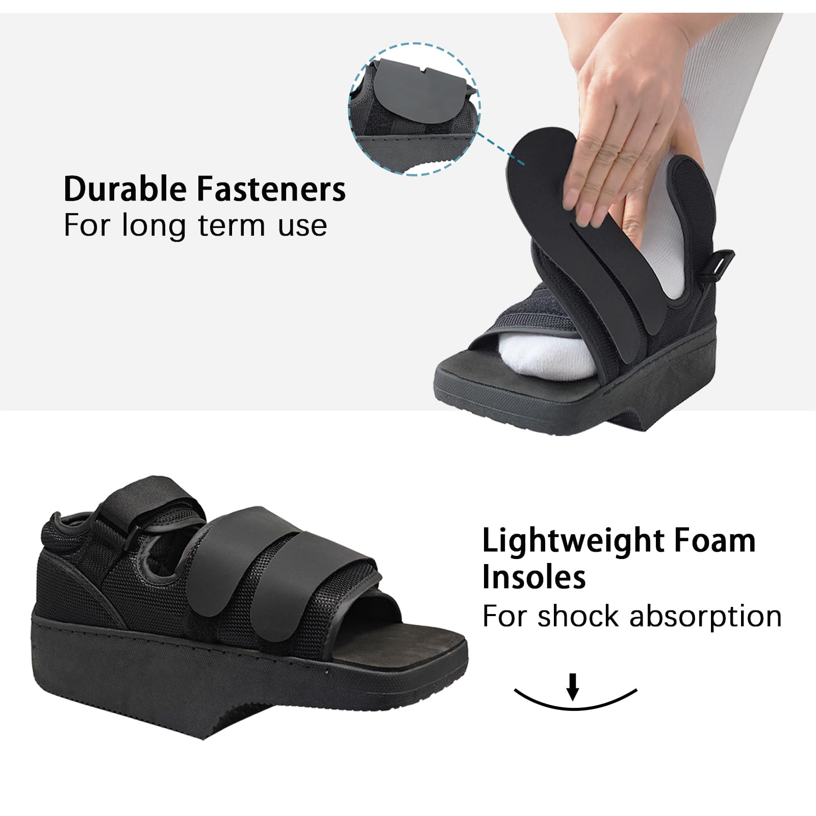 Zapato de descarga del antepié Zapato ligero de cuña para dedos rotos, fractura de metatarso, juanete, dedo en martillo para mujeres y hombres (L)