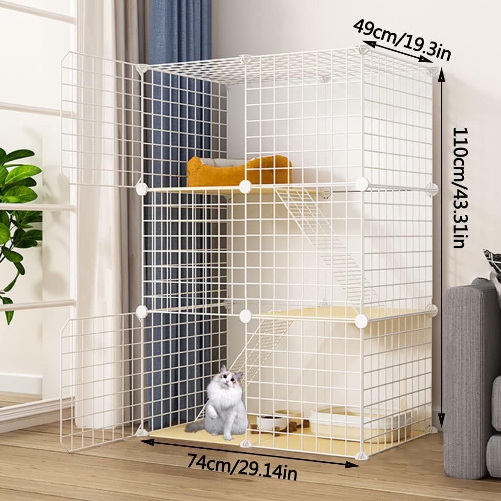 猫ケージコーナー、大型3段猫用犬小屋、猫ケージ大型DIY屋内ペットホーム小動物ハウス、猫用クレート猫用トイレ+猫用ハンモック+猫用ト 【ケージプレイペンボックスクレートケンネル】