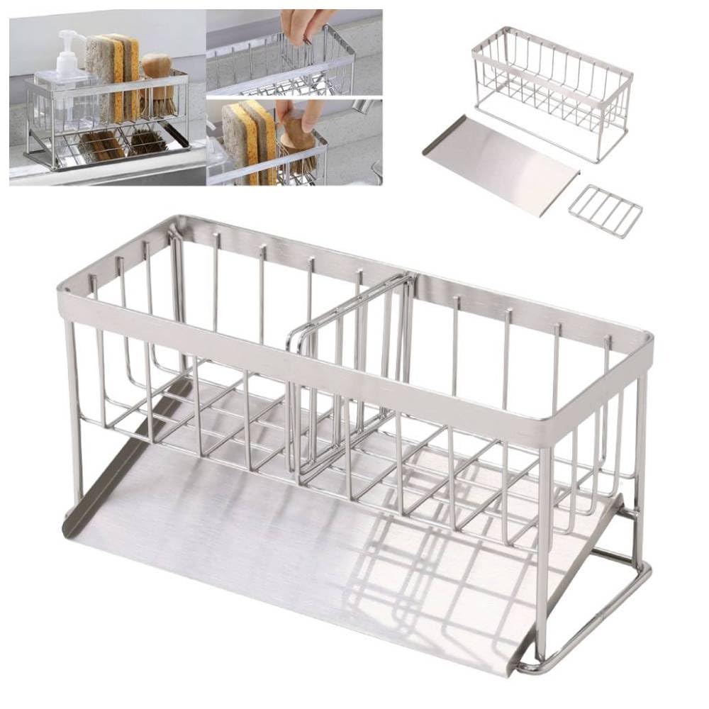 Amazon｜SUGGEST 水が流れるスポンジラック 斜めトレイ ステンレス