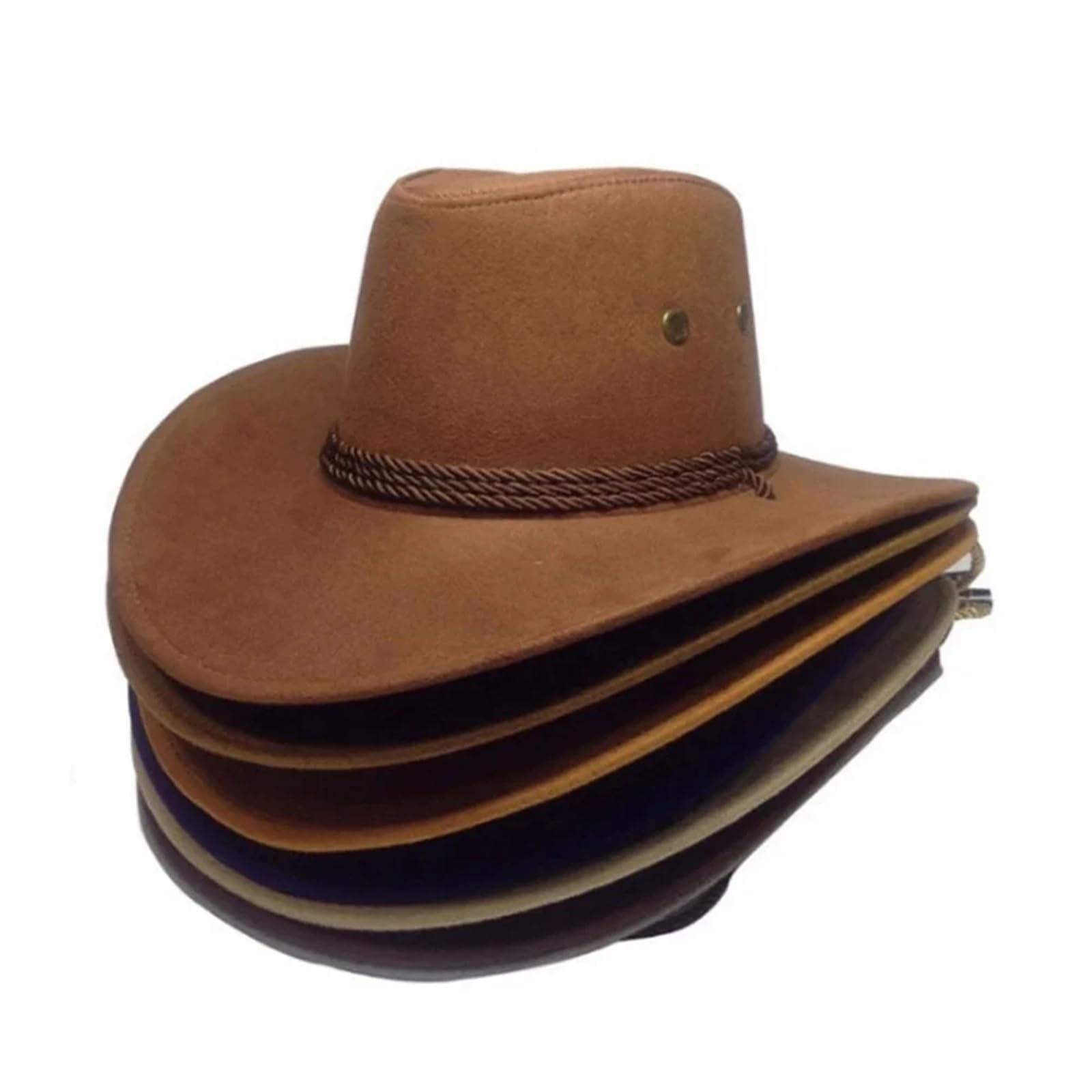 Cappello da Cowboy Berretti da Cowboy for Uomo Cappello da Donna in Ecopelle Cappello da Sole con Tesa Selvaggia per Adulti Cosplay All'Aperto(Pink)