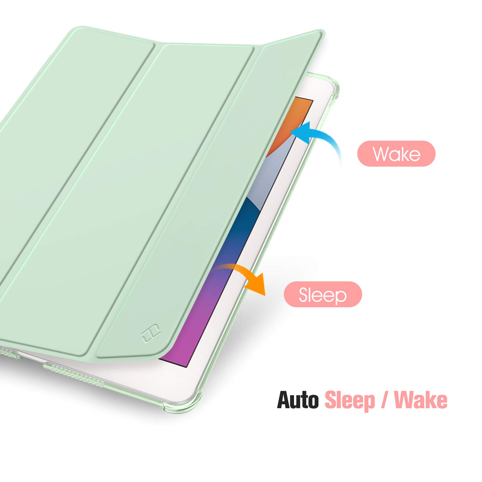 FINTIE Custodia per iPad 10.2 Pollici 9a / 8a / 7a Generazione (2021 2020 2019) con Built-in Pencil Holder - Sottile Leggero Semi-Trasparente Cover Case con Auto Sveglia/Sonno, Verde Chiaro