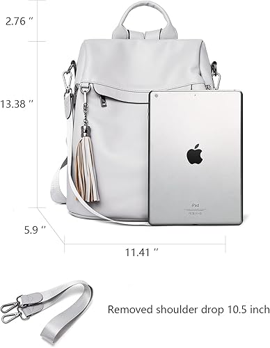 Miniatura 3 de Bromen - Mochila tipo bolso de mano de piel antirrobo para mujer a la moda Black Plaid, Azul / Patchwork, Marrón, Contraste Beige, Negro contraste.,