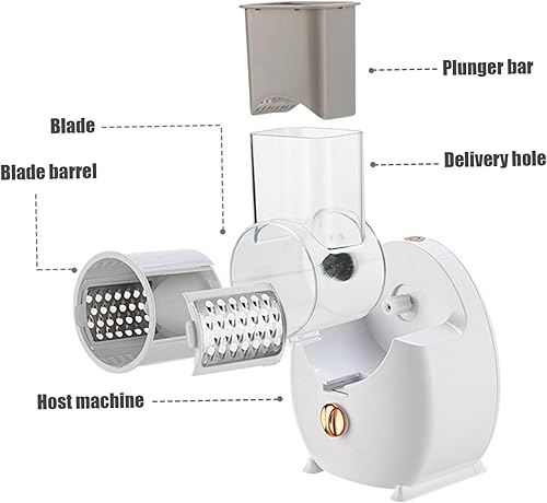 Miniatura 5 de Rallador eléctrico de queso, rallador de queso giratorio automático de 50 W, rallador de queso USB desmontable, cortador de verduras para uso