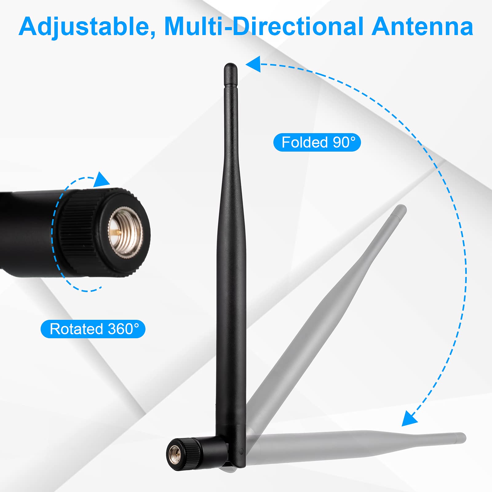 Antenna WiFi 6dBi SMA maschio a doppia banda 2,4 GHz 5,8 GHz MIMO antenna per router WiFi, PC desktop, adattatore USB, schede PCI-E, FPV, ripetitore di portata wireless