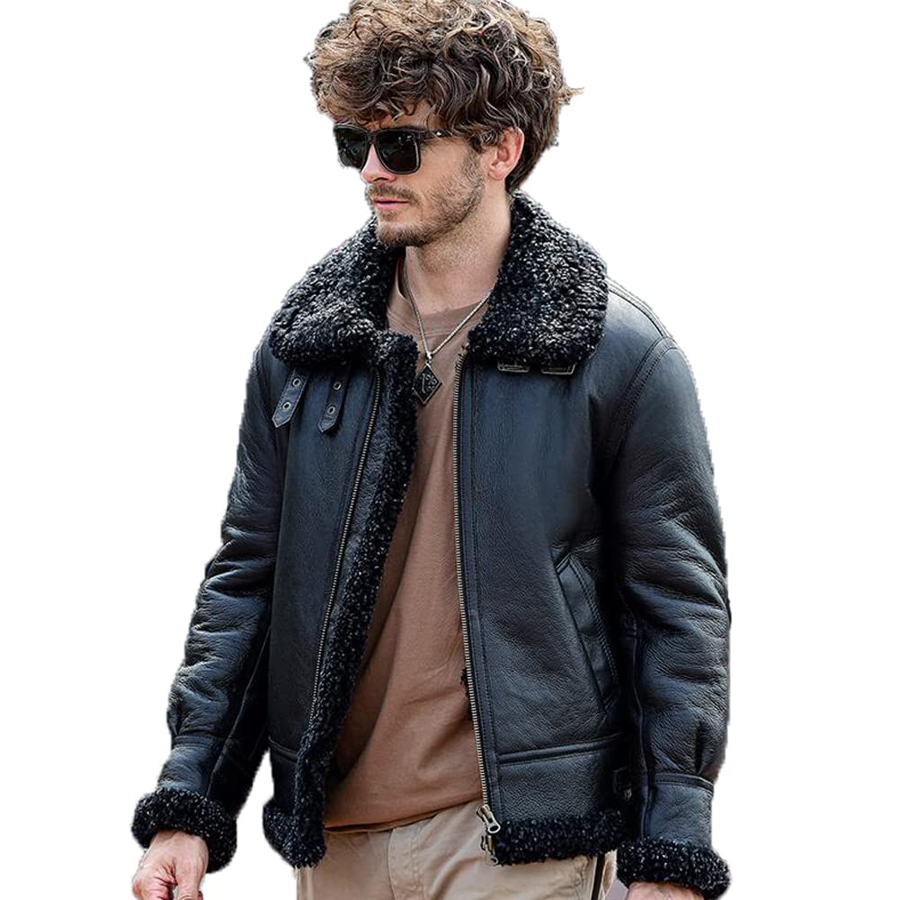 Amazon | Denny&Dora メンズ ムートン アビエーター ジャケット