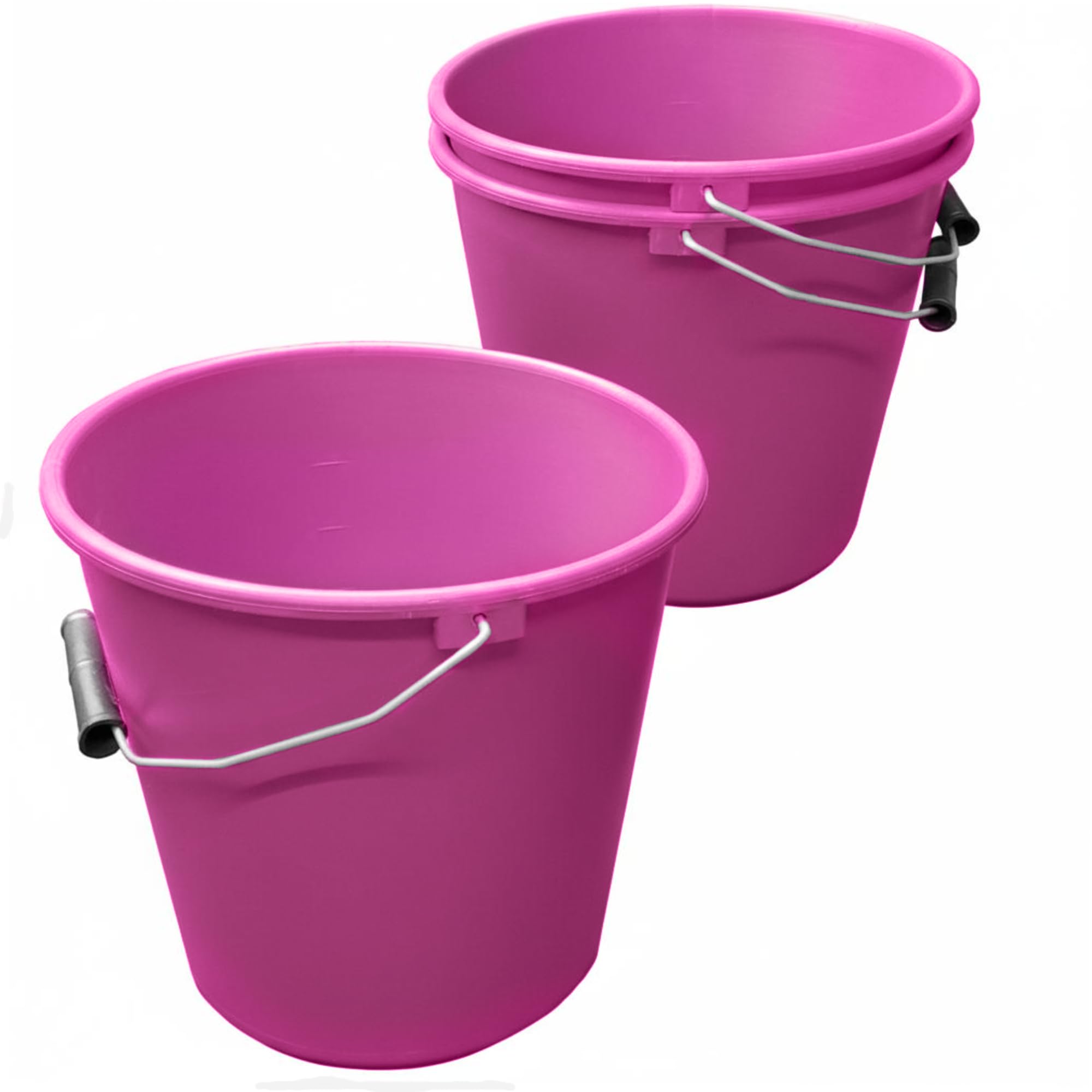Ketoplastics Pink Plastic Calf Feed Buckets Heavy Duty With Metal Handle - 1 Gallon 5L Bucket 3 Pack