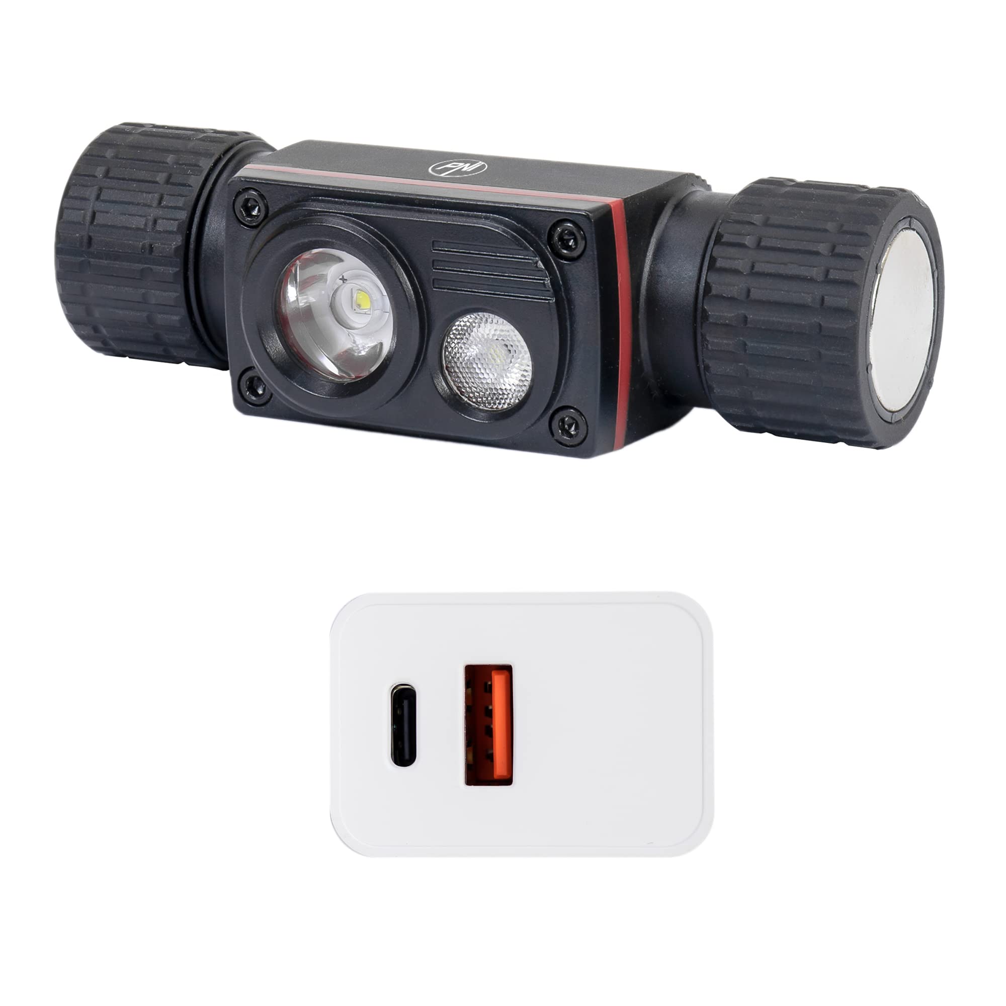 Latarka czołowa PNI Adventure F80 Dual LED, 1000 lm, 6W, 2200 mAh, IP68, z zasilaczem PNI CHG300 w zestawie