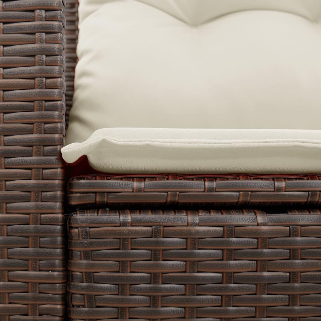 Divano da Giardino 2 Posti in Rattan PE Marrone con Cuscini