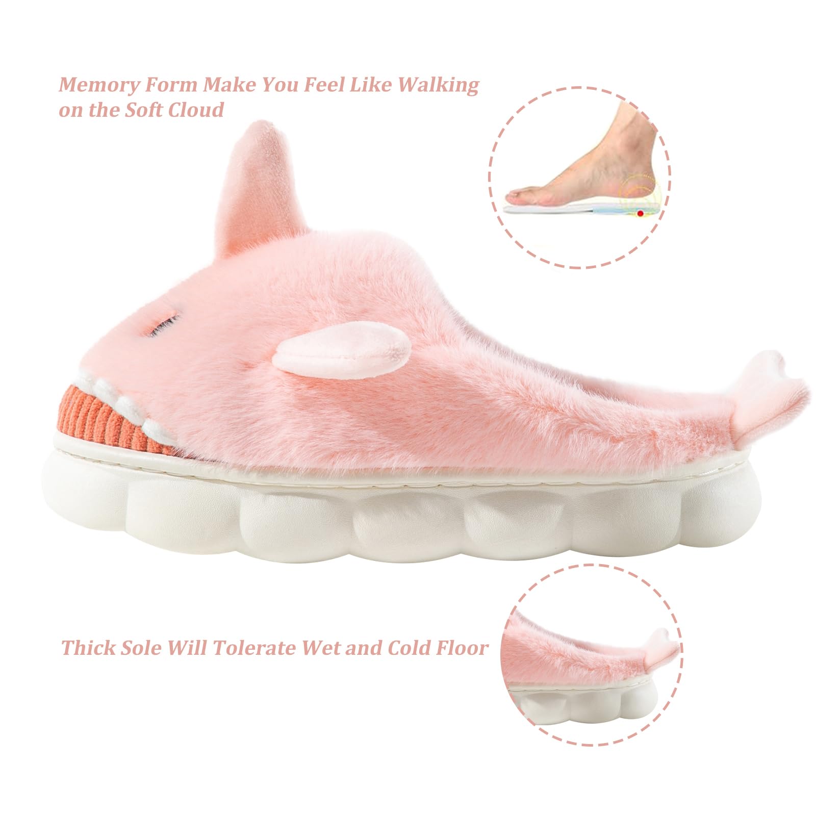 Fadezar Pantofole Donna Squalo/Mucca Ciabatte Donna Uomo Peluche Calde leggere Morbide Comode e Antiscivolo Ciabatte Invernali