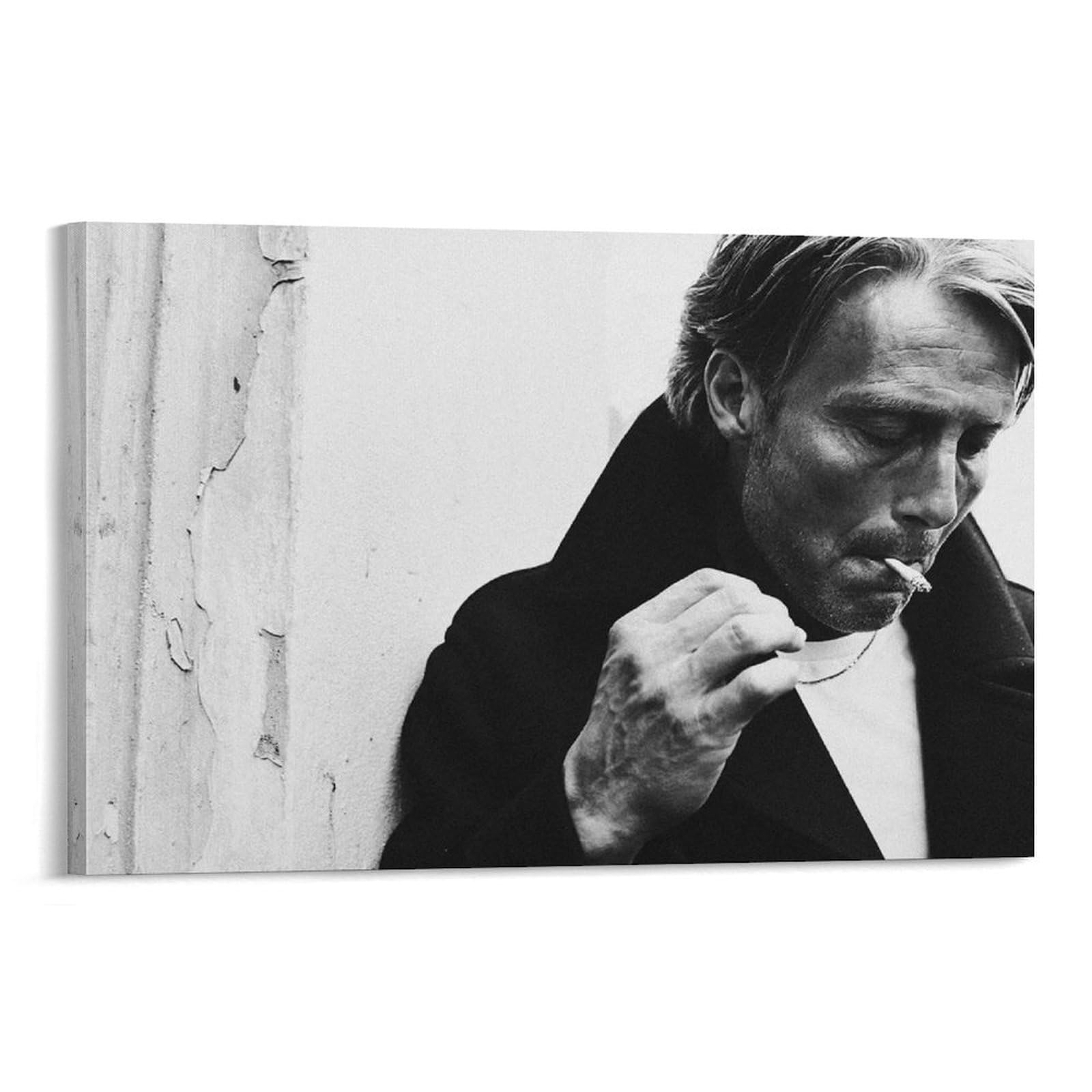 Amazon.co.jp: デンマークの俳優マッツ・ミケルセン喫煙ポスター 絵画