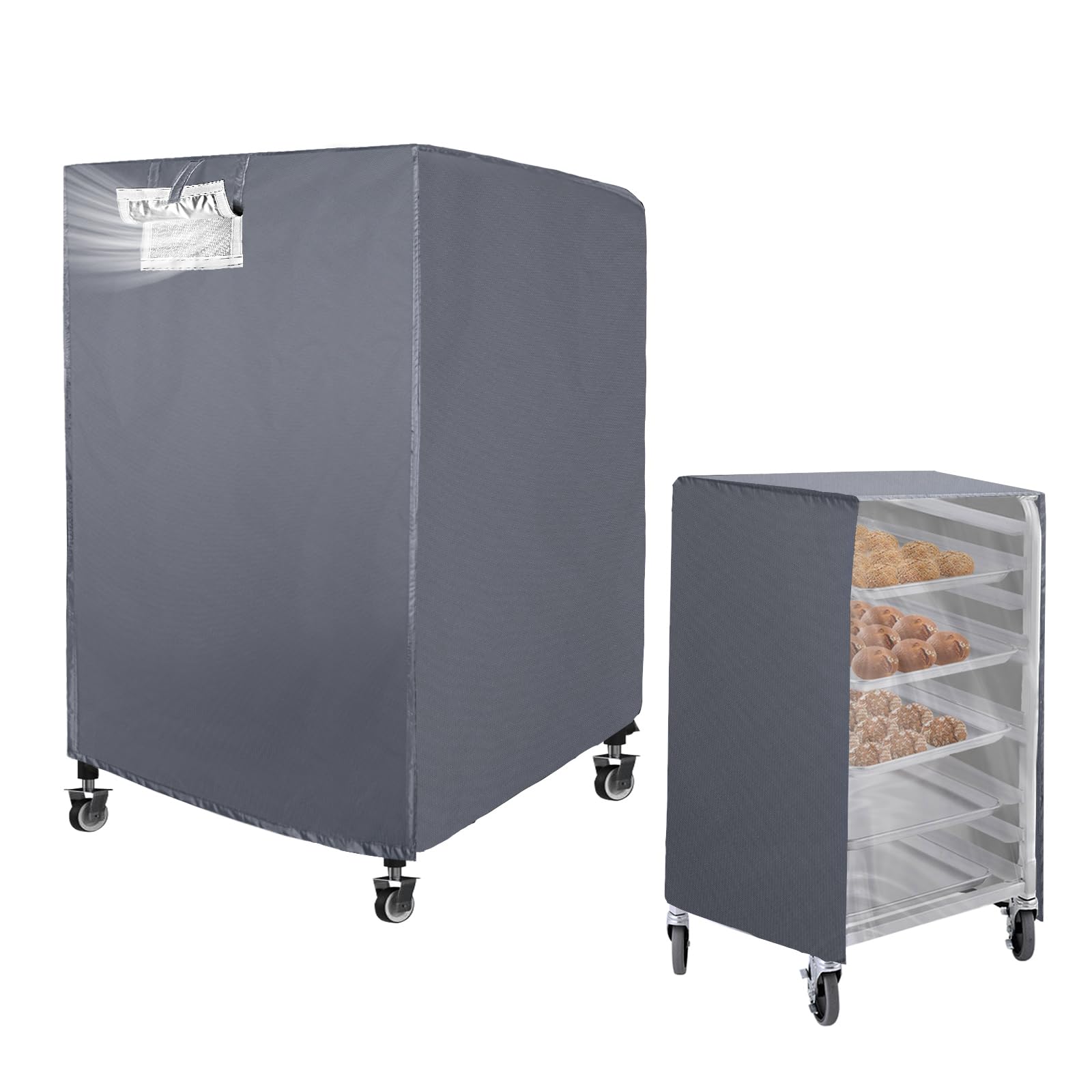 Simingxi Sheet Pan Rack/Bun Pan Rack Cover with Zipper,Fit 10 tier Bread Rack Cover with Vents, 23