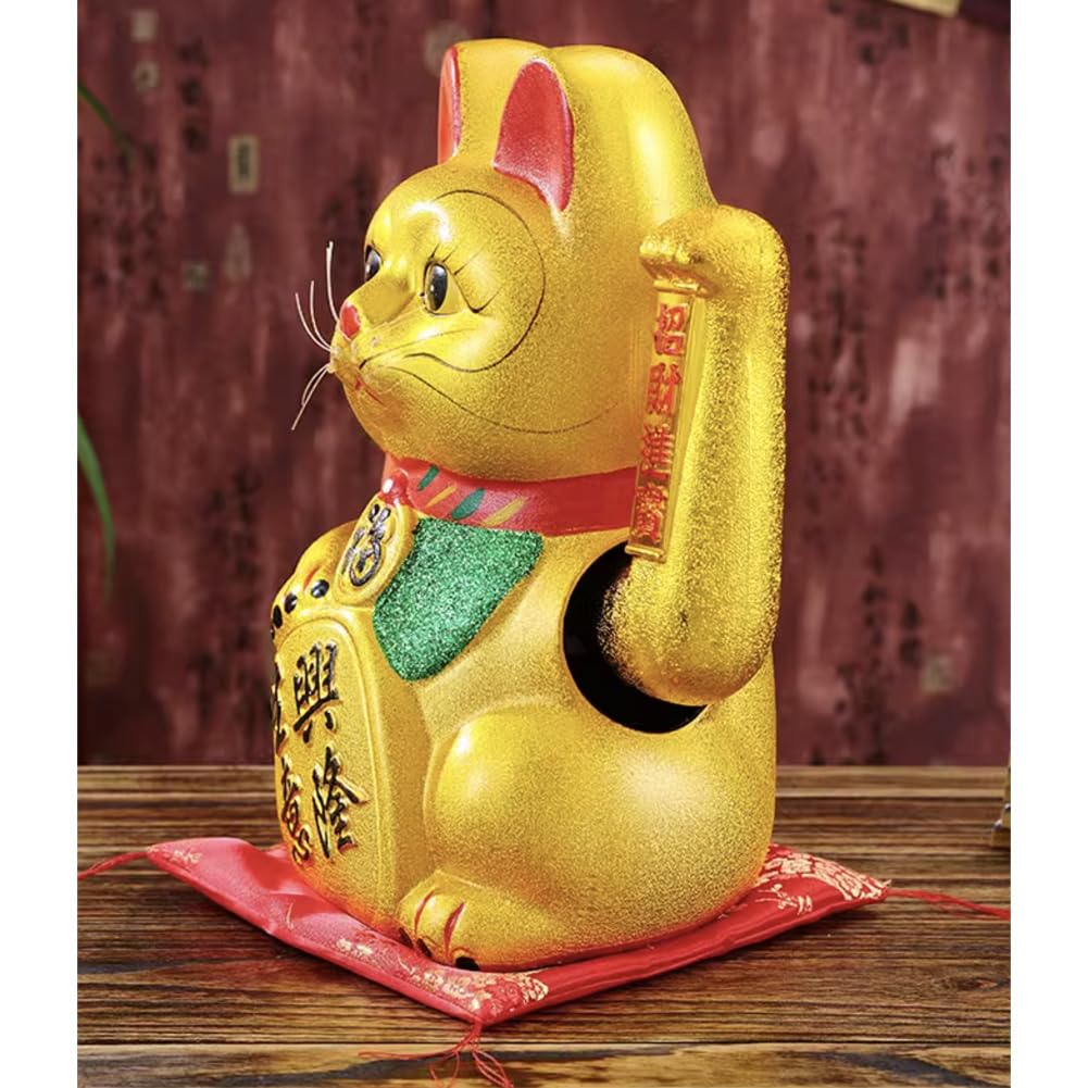 FANCYPUMPKIN Gato de la suerte de 43.2 cm con brazo agitando asiático gato de la suerte - A