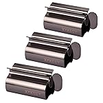 Toothpaste Tube Squeezer - Set of 3 Toothpaste Squeezer Rollers, Metal Toothpaste Tube Wringer Seat Holder Stand XYKEEY (Black)