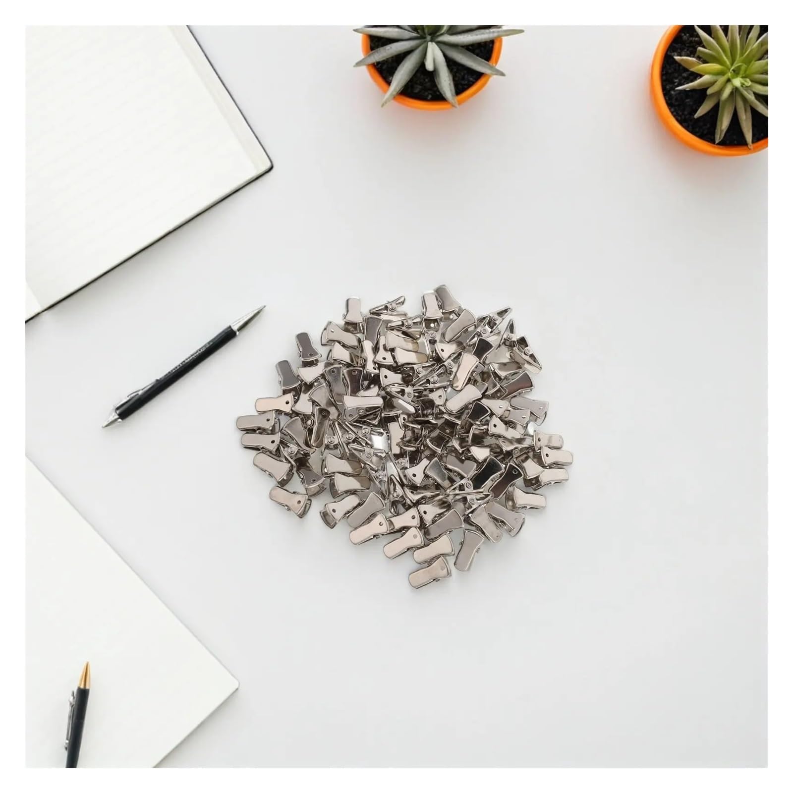 Lot de 100 pinces à badge en métal robuste